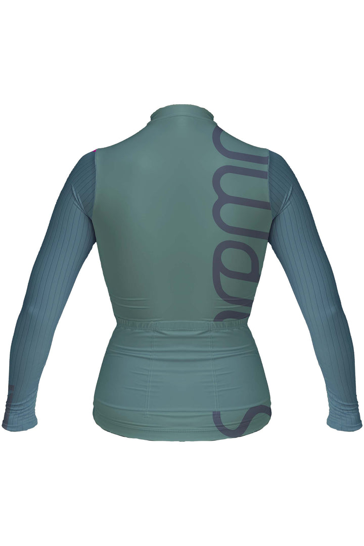 Jersey Corsa Manga Larga Oliva - Mujer