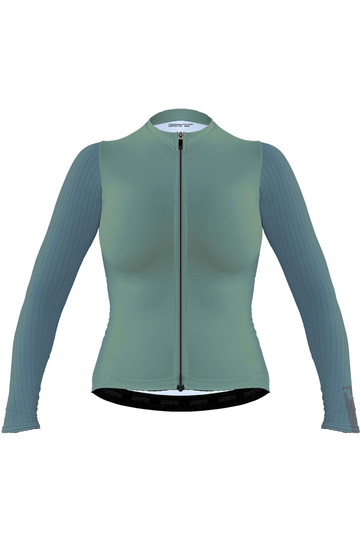 Jersey Corsa Manga Larga Oliva - Mujer