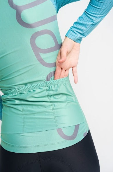 Jersey Corsa Manga Larga Oliva - Mujer