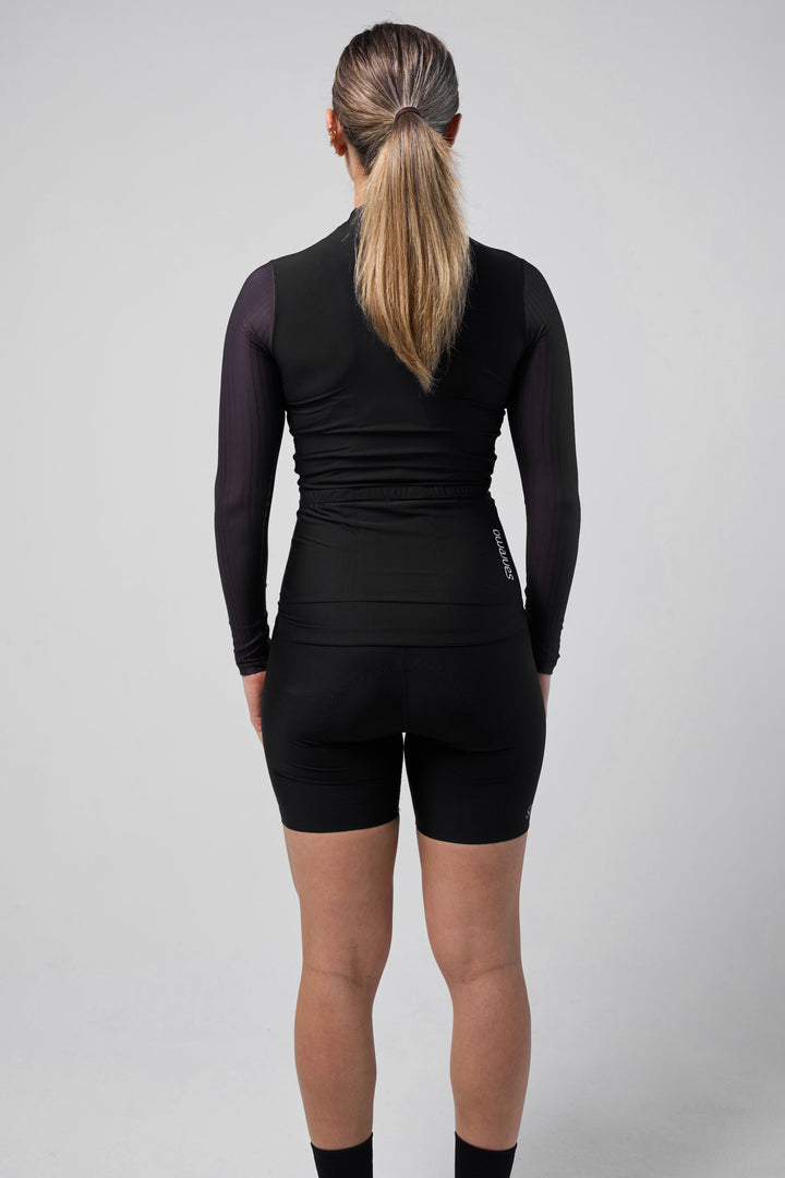 Jersey Corsa Manga Larga Negro - Mujer